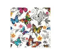 White Floral Pattern Colorful Butterflies art Printed Square Jigsaw Puzzle 12.8x12.8 CM, Puzzle Challenging Game for Adults Gifts, Family Fun Decorative Wall Decor