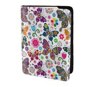 White Floral Pattern Colorful Butterflies Passport Holder 5.5in Travel Accessories Document Cover Blocking Organiser