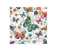 White Floral Pattern Colorful Butterflies Printed Square Jigsaw Puzzle 12.8x12.8 CM, Puzzle Challenging Game for Adults Gifts, Family Fun Decorative Wall Decor