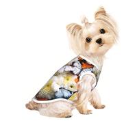 White Floral Pattern Colorful Butterflies3 Print Dog Shirt Summer Lightweight Pet T Shirts Soft Breathable Stretchy Cats Dogs Tee Shirt