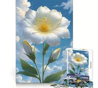 White Flower Against A Cloudy Sky 1000 Piece Jigsaw Puzzles for Teenagers Jigsaw Brain Activity Time Well Spent Neat Edges (50x75cm)