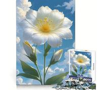 White Flower Against A Cloudy Sky 1000 Pieces Jigsaw Puzzles for Teenagers Clear Thinking Gentle Engagement Firm Interlock Nice Gift (38x52cm)