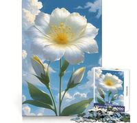 White Flower Against A Cloudy Sky for Adults 1000 Piece Jigsaw Puzzle Mental Exercise Serene Escape Snug Lock (38x26cm)