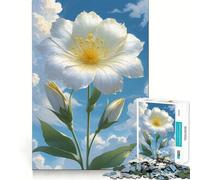 White Flower Against A Cloudy Sky Jigsaw 1000 Pieces Focus Building Toy Zero Gap Rewarding Activity for Rainy Days (38x26cm)