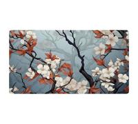 White Flower and Red Leaf Branches-1688 Kitchen Mat,Cushioned Waterproof Kitchen Rug, Non Slip Comfort Kitchen Rug for Kitchen Decor Sink Office,15.7"x29.5"in