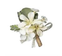 White Flower Boutonniere for Groom, Wedding & Prom Suit Decoration, Brooch Boutineer with Pin for Men, Bridegroom Accessories.