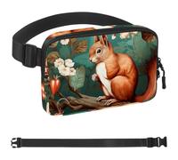 White Flower Branch Squirrel-1030 Crossbody Fanny Pack for Men&Women,Belt Bag for Travel Casual Walking Running Hiking Cycling, Multicolor, 1.5x9.0x5.9in/4x23x15cm