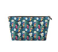 White Flower Cherry Print Makeup Bag, Cosmetic Travel Toiletry Bag for Women, Cute Leather Makeup Pouch Organizer