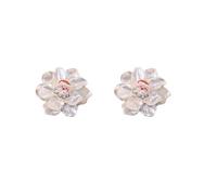 White Flower Christmas Santa Claus Stud Earrings for Women - Acrylic Gardenia Camellia Floral Blossom Petal Xmas Tree Snowman Statement Studs Earring Elegant Resin Jewelry Holiday, Standard, Acrylic