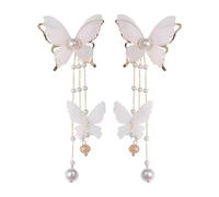 White Flower Dangle Earrings for Women Pearl Flower Drop White Floral Earrings Spring Earrings Golden Studs Women Bride Wedding Jewelry Gift, L, Plastic, No Gemstone