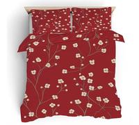 White Flower Duvet Cover Set, Floral Rural Bedding Set, Soft Breathable Microfiber Single Quilt Cover 2 Piece with Zipper Closure, 1 Duvet Cover 135x200 & 1 Pillowcase