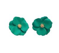 White Flower Earrings For Women Painting Rose Green Blooming Large Petals Stud Trendy Sweet(Green)