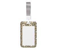 White Flower Gold Hummingbird Print Badge Holder, ID Badge Holder with Lanyard, Hard Plastic Vertical Name Tag ID Card Badges Holders