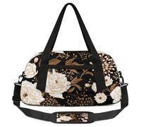 White Flower Kids Overnight Duffle Bags for Girls Boys, Floral Vintage Lightweight Sports Gym Bag for Kids，Small Overnight Weekender Carry on Travel Bags Dance Bag, White Flower, 18.5L x 7.8W x 9.4H
