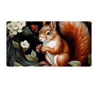 White Flower Leaf Squirrel-1479 Deluxe Kitchen Mats for Floor,Machine Washable & Waterproof, Quick Dry & Non-Slip Floor Comfort Mats with Retro Vintage Design