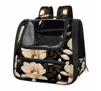 White Flower Magnolias Pattern Breathable Cat Carrier Backpack - Lightweight Pet Travel Bag for Kitties, Small Dogs & Puppies | Airline-Approved, Anti-Escape Design