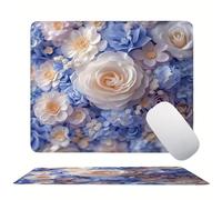 White Flower Mouse Mat 20 x 15 cm Ultra Thin, with Stitched Edges Office Mouse Pad, Non-Slip Rubber Base, Waterproof & Washable, Home Desk Accessories, Aesthetic with Design Mousepad 200x150mm s0z-13