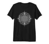 White Flower of Life Moon Phase Sacred Geometry Celestial Premium T-Shirt