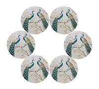 White Flower Peacock Round Placemats Set of 6, Place Mats for Plates Dishes Non-Slip Washable Table Mats for Home Kitchen Dining Table
