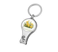 White Flower Planter Box with Flowers Nail Clippers Toenail Clipper Cutters Professional Nail Trimmer Nail Cuticle Cutter for Women Men