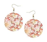 White Flower Print Piercing Round Leather Earrings Set 1 Pair Stylish Leather Earrings Dangle Hoop For Women Jewelry Gifts