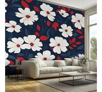 White Flower Wallpaper - Red Leaf Plant Floral Wall Mural - Wall Murals for Living Room Bedroom - Photo Wallpaper & Home Decor Art - 150 x 105 cm H282