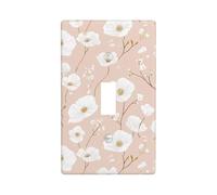 White Flowers On A Pastel Light Switch Cover Decorative Single Toggle 1 Gang Wall Plate for Kitchen Farmhouse Bedroom Bathroom Art Decor