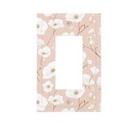 White Flowers On A Pastel Light Switch Wall Plate Faceplate Cover Single Rocker 1 Gang Decorator Outlet Receptacle Covers for Home Kitchen Room Bathroom Decor