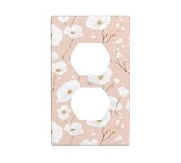 White Flowers On A Pastel Outlet Cover Light Switch Cover Decorative 1 Gang Wall Plate for Kitchen Room Bathroom Size 7x11.4cm