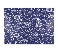 White Flowers On Navy Glass Chopping Board Benjamin Tate Design Natural One Size