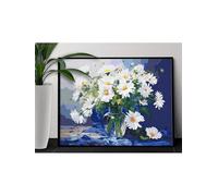 White Flowers Paint by Number for Adults,Frameless DIY Oil Painting Kits on Canvas with Paint Brushes and Acrylic Pigment Art Painting for Home Decor Gift 40x50 cm