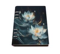 White Flowers Refillable Notebook 6 Ring Binder Foldable Loose-Leaf Notebooks A5 Planner Book with 90 Sheets Paper