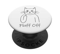 White Fluff Off Angry Cat PopSockets Adhesive PopGrip