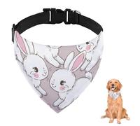 White Fluffy Bunny Dog Bandana With Adjustable Strap D Ring Dog Scarf Pet Bibs Triangle Bandana for Dogs Clothing& Accessories for Dogs Puppy Cats Decor Machine Washable