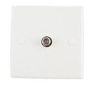 White Flush Mounting Single Coaxial Outlet with F Type Chassis Socket and Fixing Screws
