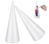 White Foam Cones for Craft 2pcs Cone Shaped Polystyrene for DIY Christmas Tree Kids Crafts Supplies, 11.79x4.32 Inch