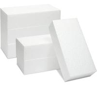 White Foam Craft Blocks - 8 Pack Rectangle Polystyrene Foam for Arts and Crafts, 25x25x5cm