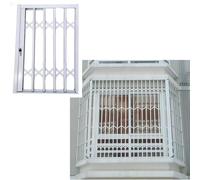 White Foldable Window Security Bars Burglar Gate, 67 63 59 55 51 47 44 40 36 32 Inch Wide Horizontal Sliding Guard Fence for Interior Exterior Windows(W130xH130cm/51.2x51.2in)