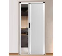 White Folding Interior DoorNo Drilling Requi Metal e with Fabric Panel Sliding BiFold Doors with Handle & Lock Perfect Room Divider for Kitchen & Bedroom Special Size (32x80in / 81...