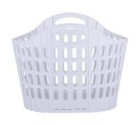 (White) Folding Laundry Basket Plastic Space Saving Clothes Washing Hamper 25L