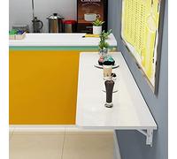 White Folding Wall Mounted Desk 60cm to 120cm Space Saving Foldable Kitchen Breakfast Bar & Home Office Table Compact Versatile and Easy to Install