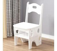 White Folding Wooden Stool 3 Tier Bookshelf Seat Retro Kitchen Chair Solid Wood Space Saving Folding Stool for Home & Library Multi Functional Design