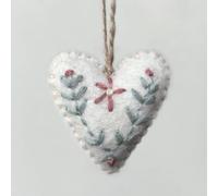 White | Folk Art Floral Heart Ornament | Hanging Decoration | Cracker Filler