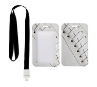 White Football Stitches ID Card Holder with Black Lanyard, Lanyard with ID Holder, Vertical Name Badges Protector for Work, Vertical Cards Protector for Nurse, Nurse Essentials Teacher Stuff