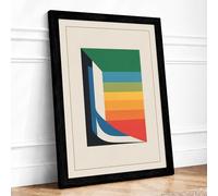 White Form Through Colour Geometric Framed Wall Art Print A2 Black | Ready to Hang, Premium Gi Paper, Fade-Resistant Inks, Securely Packaged, UK Made