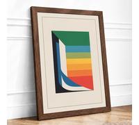 White Form Through Colour Geometric Framed Wall Art Print A2 Walnut | Ready to Hang, Premium Gi Paper, Fade-Resistant Inks, Securely Packaged, UK Made