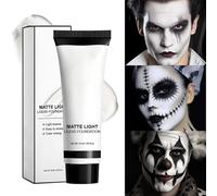 White Foundation Makeup Long-Lasting Smudge-Proof Full Coverage | Goth White Foundation for Dry Oily and Mixed Skin, Festival Stage Performance Masquerade Party