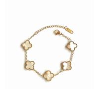 (white) Four Leaf Clover- Bracelet 18k Gold Plated Stainlesssteel Doubleside Aftermarket