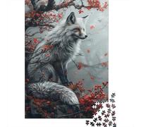 White Fox 1000 Piece Jigsaw Puzzle Paper Autumn Forest Jigsaw Puzzle for Adults Focus Enhancement Family Leisure Stress Relief Home Decor Gift 52x38cm/1000pcs