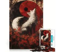 White Fox And Yin Yang 1000 Piece Jigsaw Puzzles Mind Challenge Toy High Precision Die Cut Amusing Challenge for Waiting Time (50x75cm)